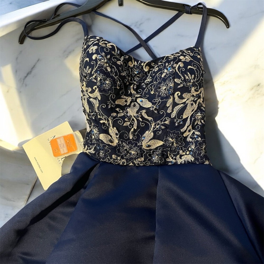Navy Blue Embroidered Dress